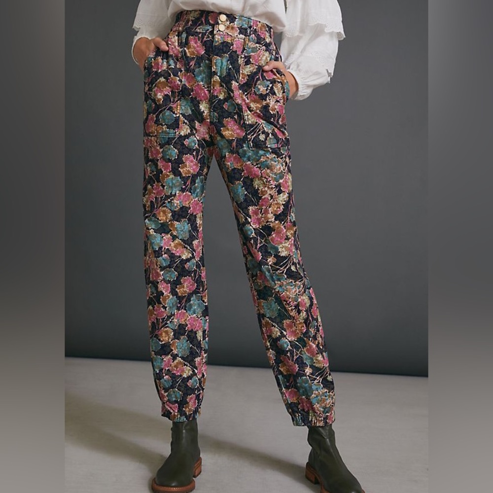 Anthropologie Anisa Floral Corduroy Joggers